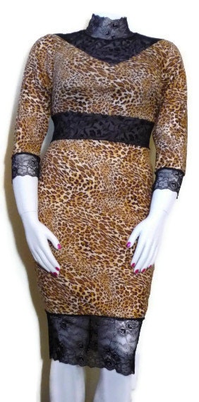 Brown Tan Leopard and Black Dress Plus Size