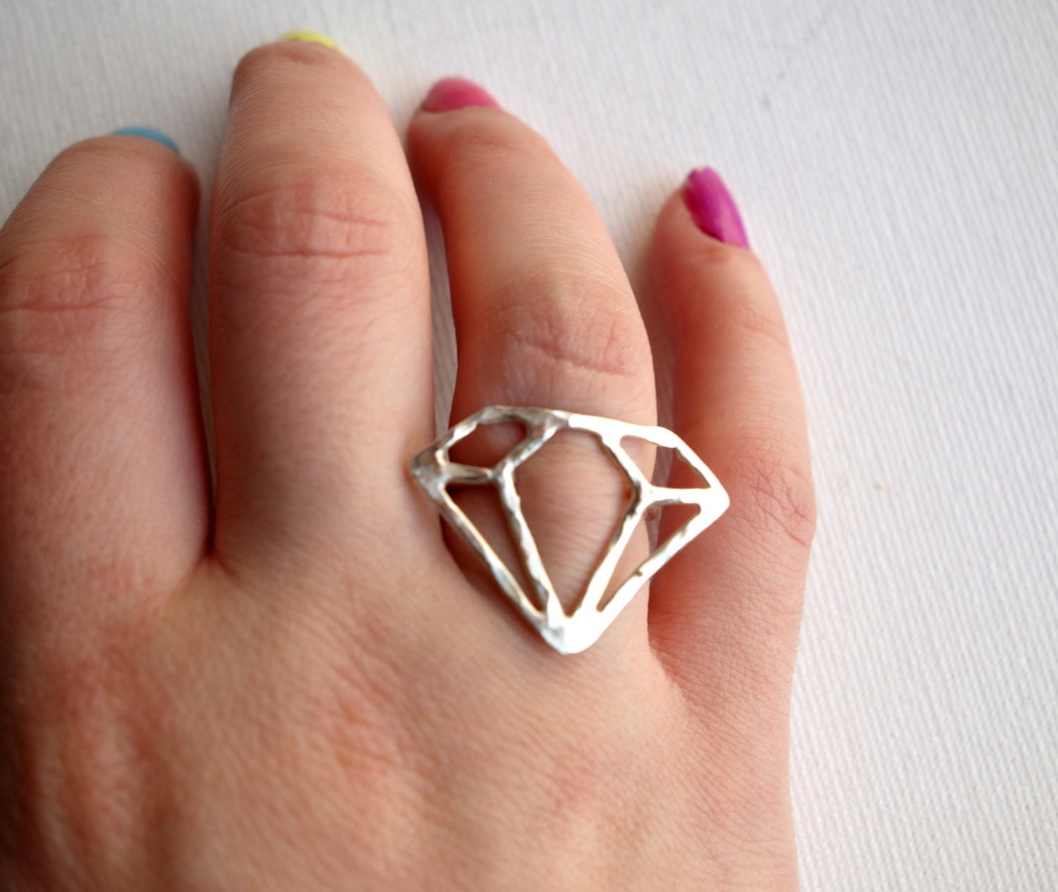Sterling Silver Diamond Outline Ring
