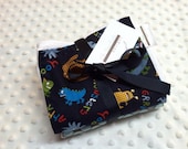 Cute Little Monsters and Blue Moon Dot Boutique Style Burp Cloth Set