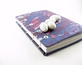 4 x 6 Journal or Sketchbook - blank -  Coptic Bound abstract leaves purple pink white fabric