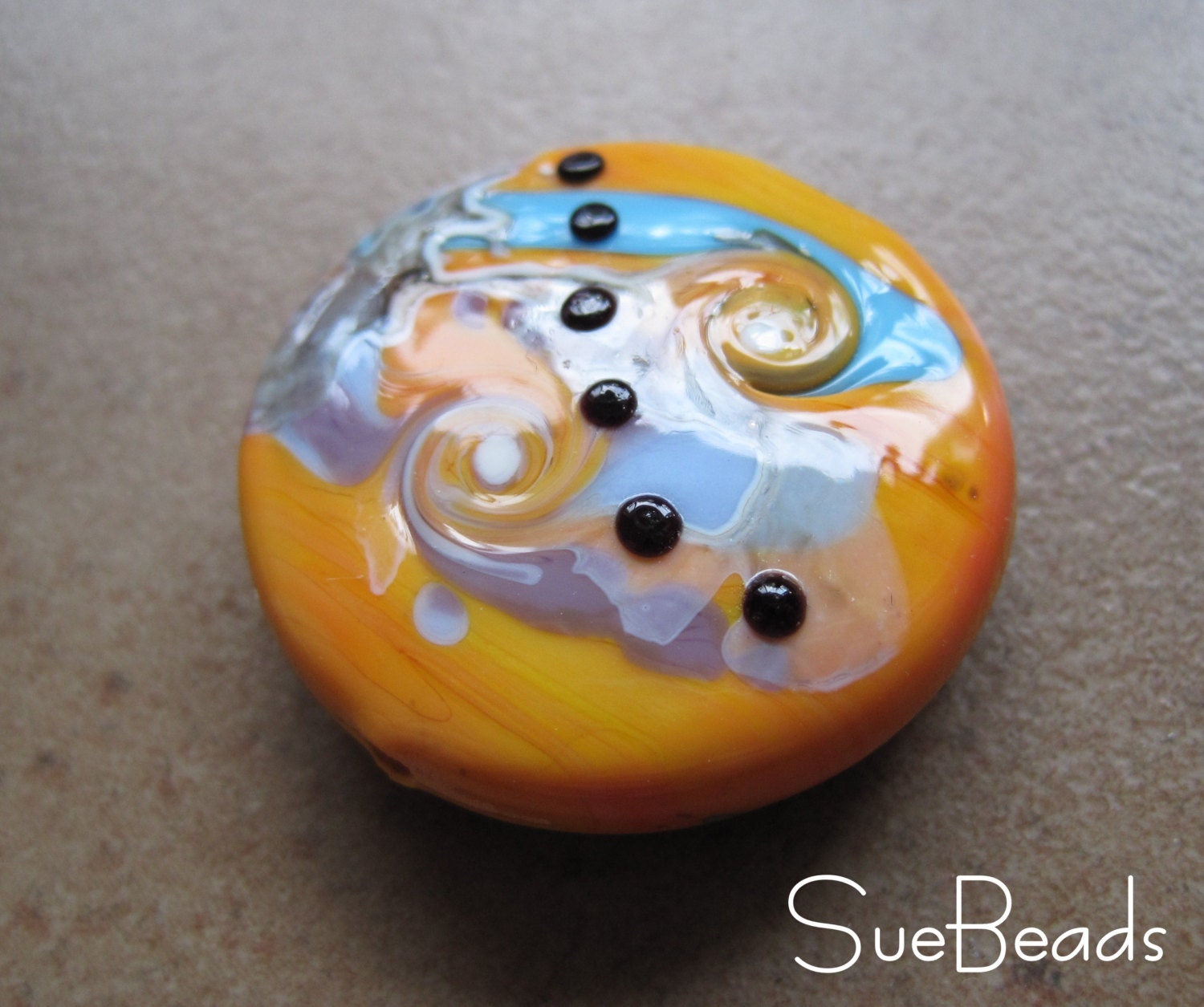 Lampwork Beads - Focal Beads - SueBeads - Big Round Focal 5 - Handmade Lampwork Beads - SRA M67