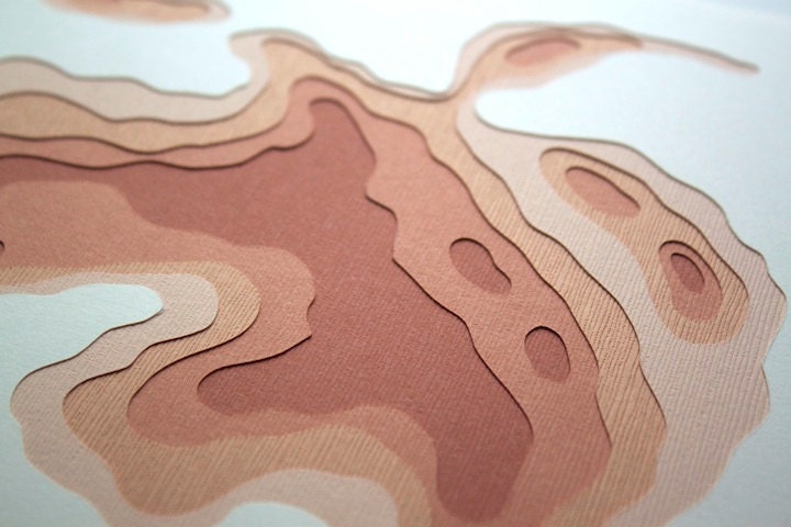 Topography in Terra Cotta No. 10 (8 x 10 original papercut)