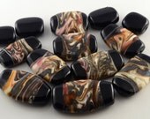 Set of Handmade Glass Lampwork Organic Focal beads 'River Rocks'  FREE SHIPPING