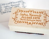 Sophia Hand Drawn 1 x 2 inch Rubber Address Stamp with Decorative Border
