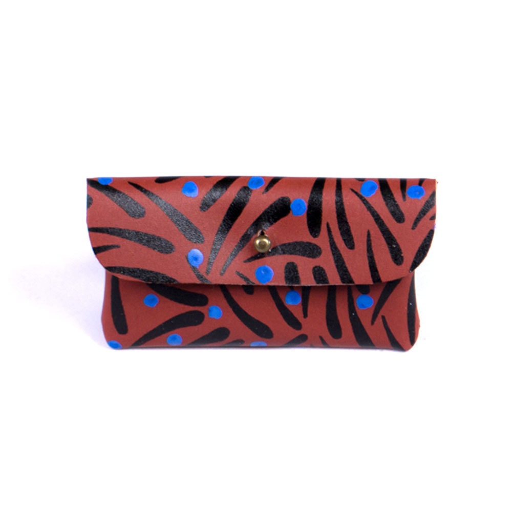 Screen printed leather purse
