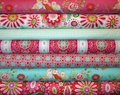 Love and Joy Love Birds Pink Dena Designs Free Spirit Fabrics, 1/2 Yard each, 3.5 Yards