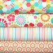 So Happy Together Flowers, Hexagon, Stripes Riley Blake Designer Fabric 1/2 Yard  Each, 2 yards
