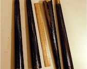 four vintage table legs tapered dark mahogany stained color foot stool coffee table wood & brass 16 1/2 inches tall