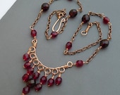 Copper and Red Czech Glass Chandelier Necklace