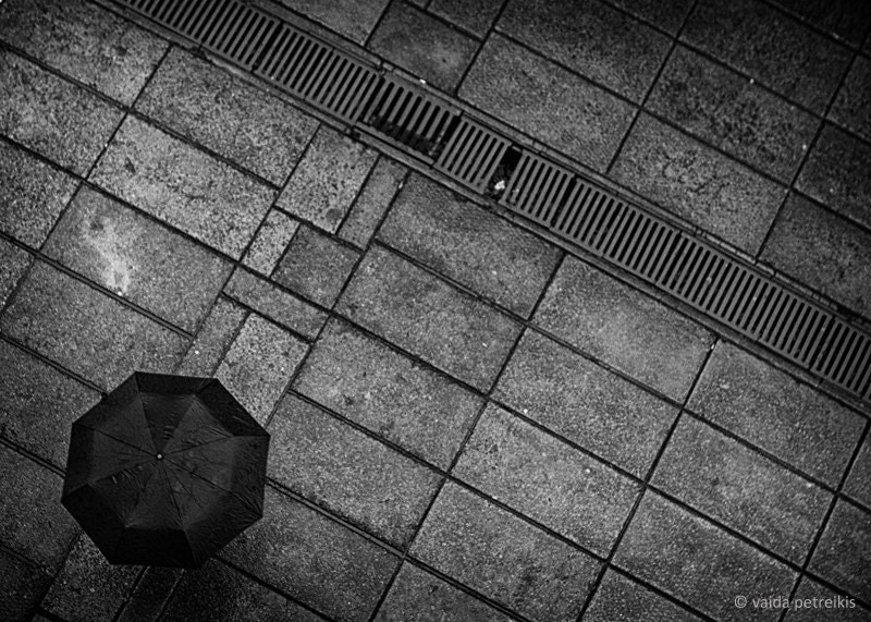 About the Rain - 5x7 inches Fine Art Photograph - rain image in black and white - signed limited edition
