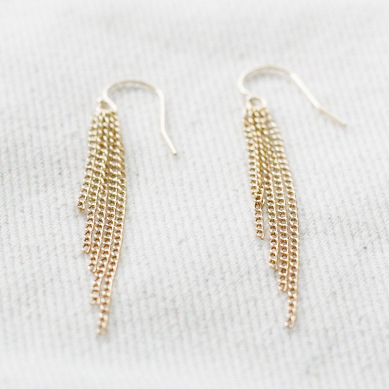 saving grace - dangling gold chain earrings by elephantine