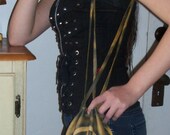 Leather Peace Sign Purse Drawstring Deerskin Medicine Bag Fringe in Distressed Deerskin "PEACE POSSIBLE POUCH" Handmade by Debbie Leather