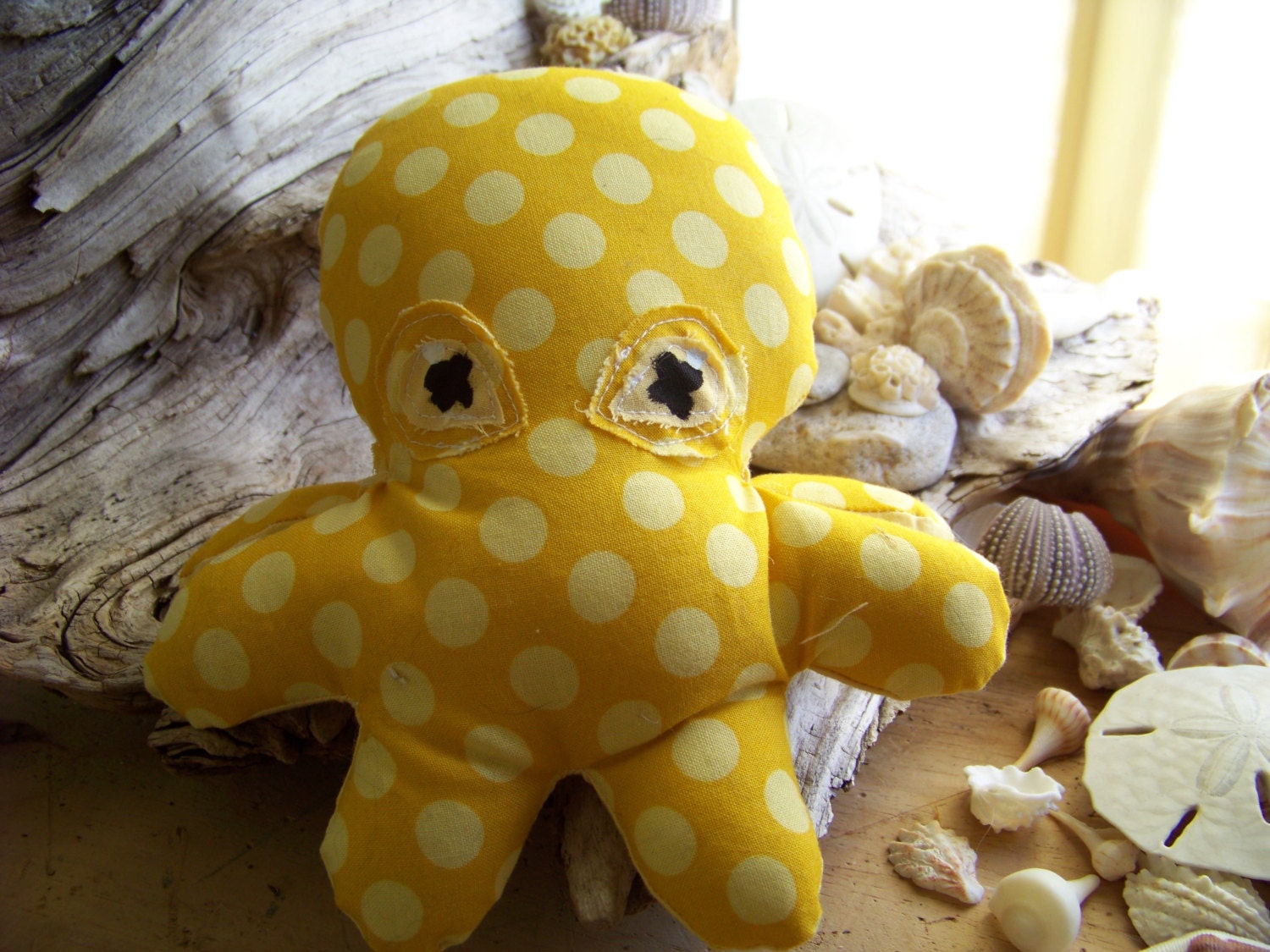 Yellow Polka Dots Octopus Stuffed Animal