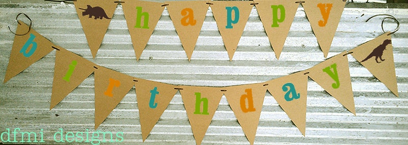 DINOSAUR ROAR Happy Birthday Banner on kraft cardstock