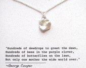 Simple Pearl Sterling Silver Mom Love Necklace
