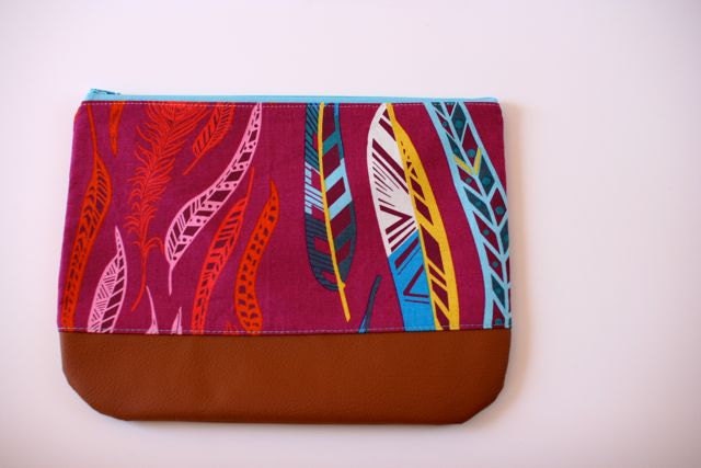 Faux Leather Trimmed Clutch