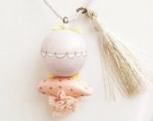 LYDIA Handpainted bead and tassel pendant necklace