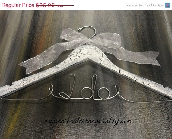 20% OFF SALE Crackle Painted Hanger White I do Wedding Dress Hanger by OriginalBridalHanger