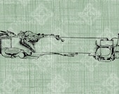 Digital Download Sewing Frame Border, digi stamp, digis, Antique Illustration Add Photos or Text, Sewing Machine, Thread Hat, Bird Banner