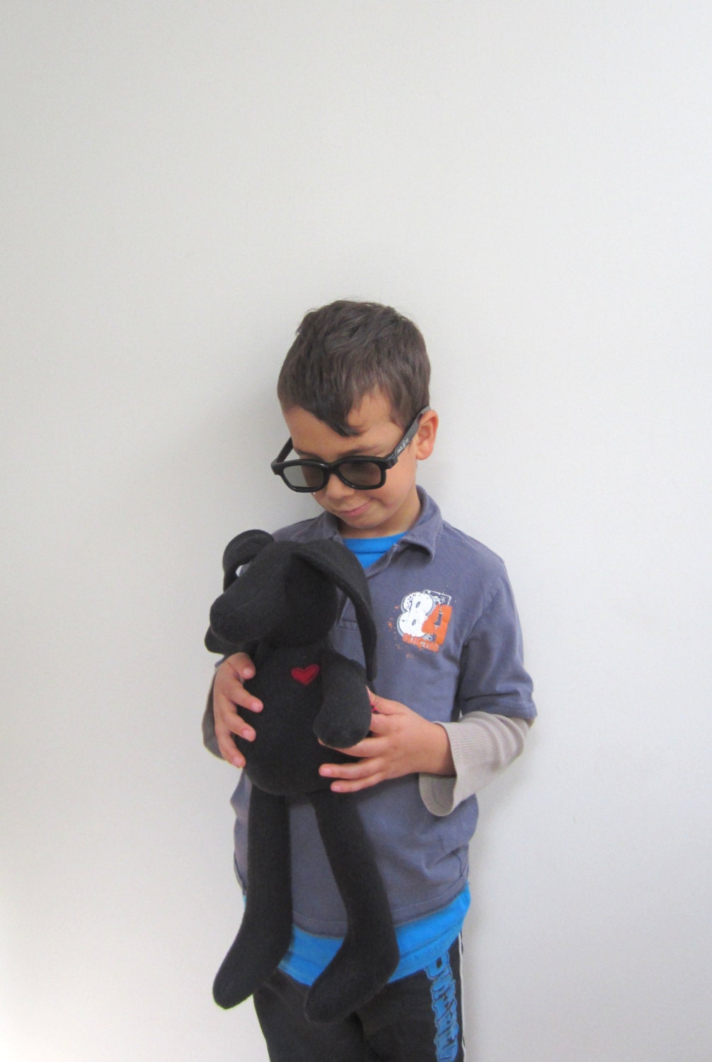 Rico the Dog Doll Eco Friendly Upcycled Black soft Fleece Heirloom Unique Black gift idea perfect pet bubynoa Best Friend