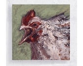 White Rooster on 5x5 Canvas Print Block - Chicken Portrait - Still life - Wall Art - Home Decor
