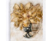 Floral Art Block - 5x7 Canvas Print on Wood Frame - Yellow Camellia -  Tea Flowers - Wall Art - Home Decor