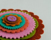 Colorful Layered Wool Felt Flower Brooch