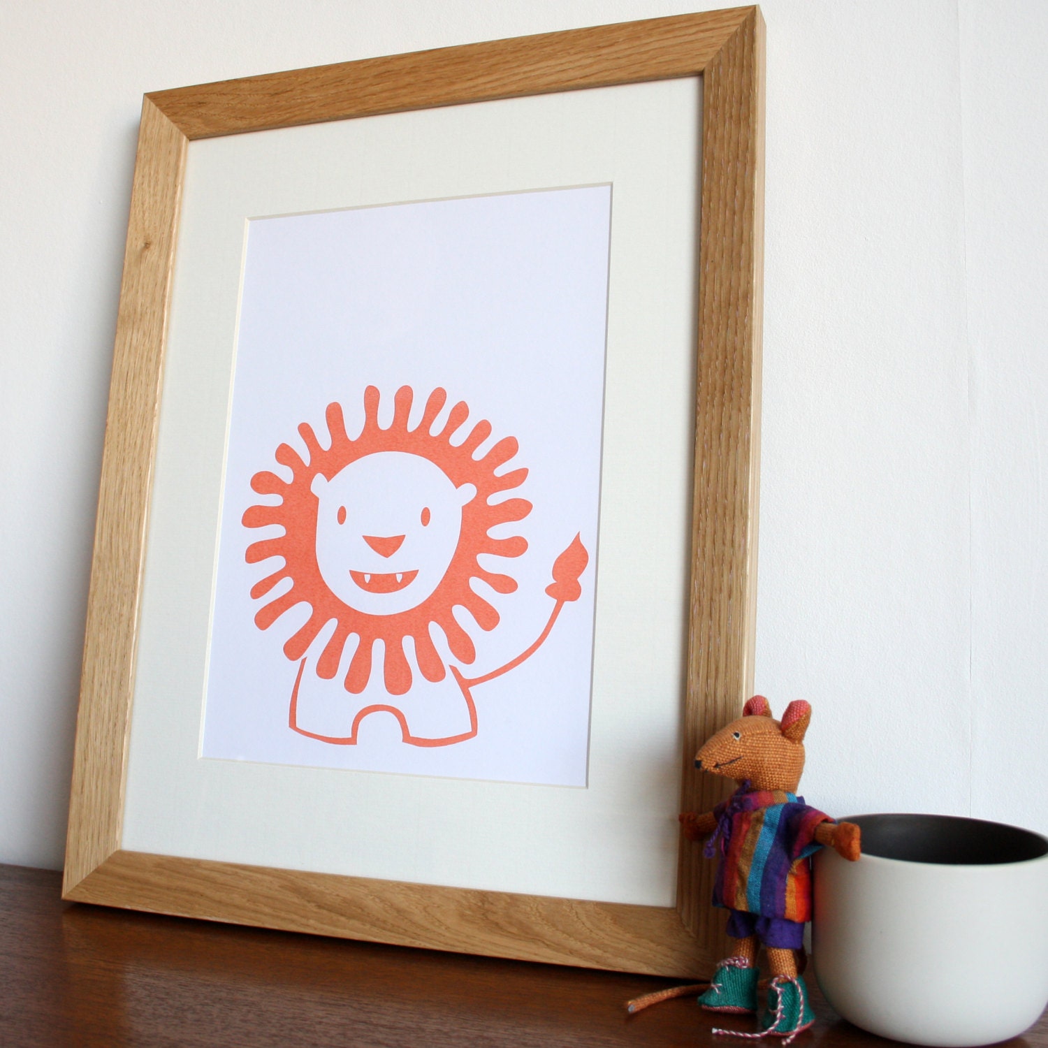 Lion Hand Screenprinted Poster