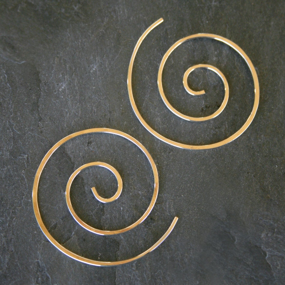14k Gold Filled Spiral Earrings, 14karat gold fill, Swirl Shaped Spiral Wave, Koru Spiral