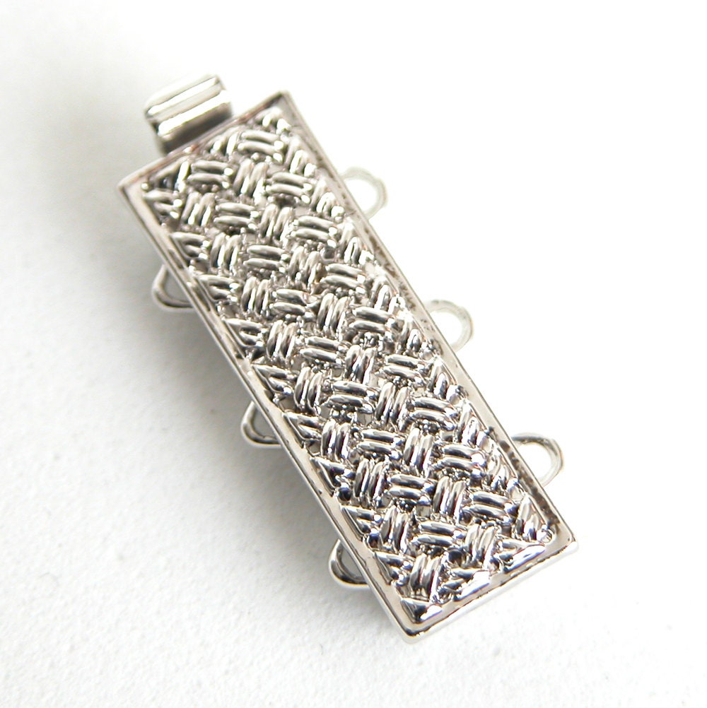 CLSP37SP 3 Strand Clasp Silver Rhodium Finish  Elegant Elements