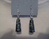 Snowflake Obsidian Faceted Stone Drop Earrings