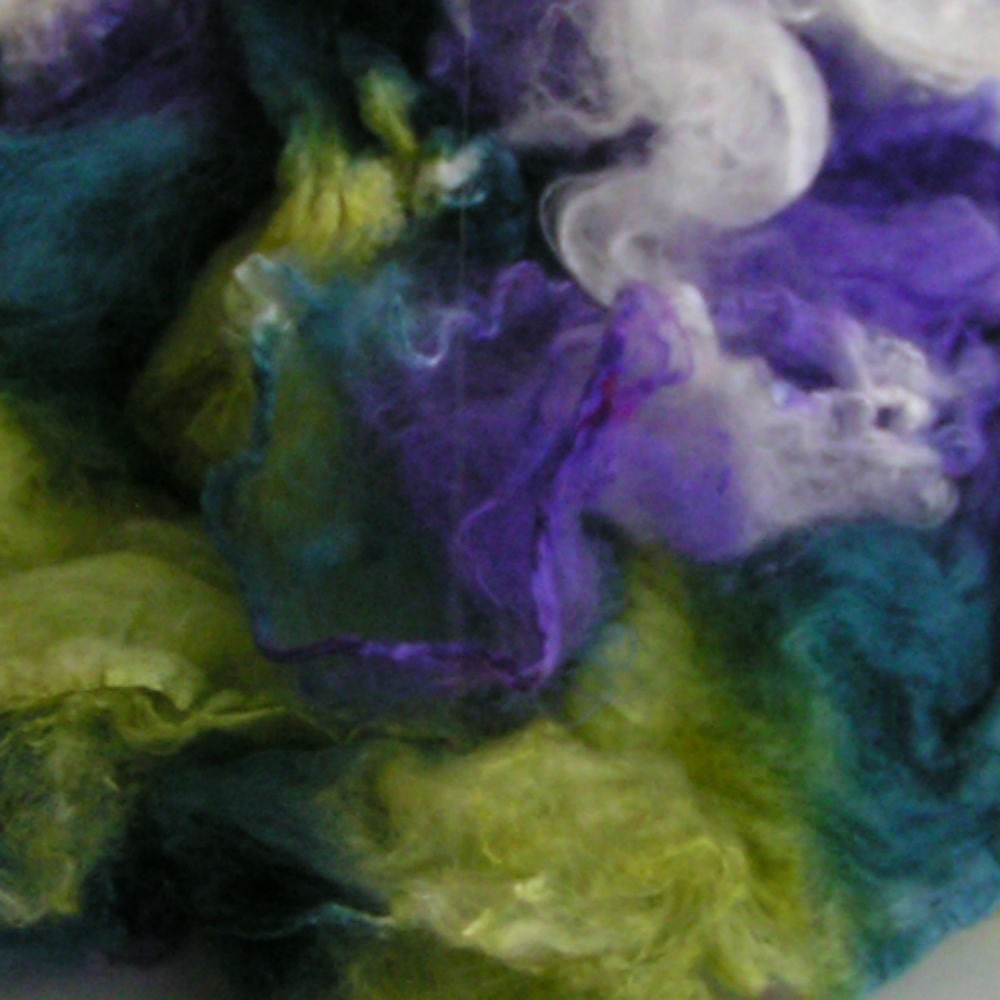 Mawata Silk Hankies FJORD Hand Painted Knitpack 42 grams Knit Mittens Spin Quilt Craft Felt Fusion