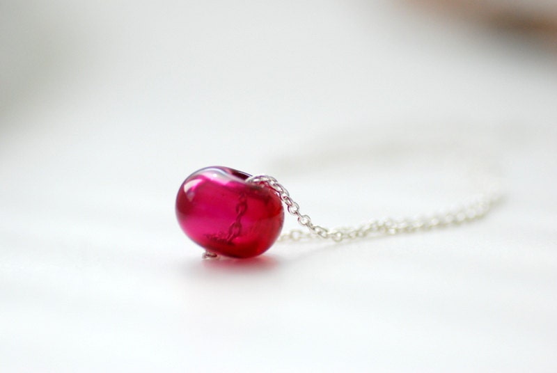 Fuchsia Necklace, Fuchsia Wedding, Glass Necklace, Slider Necklace, Minimalist Jewelry, Hollow Glass Necklace, Beach Wedding - Sizzle