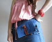 Fanny Pack Waist pouch flea market belt bag Indigo Denim cell phone mini messenger