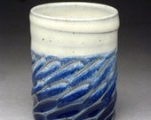Carved Blue and White Cup