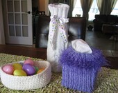 Tissue Cover Hand Knit in Purple Eyelash Yarn