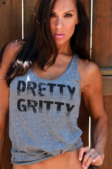 Pretty Gritty. Eco-Heather Workout Tank. Sizes S-XL.