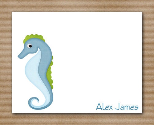 Seahorse Note Cards / Notecards / Sea Horse / Sealife / Ocean / Beach / Personalized (set of 8)
