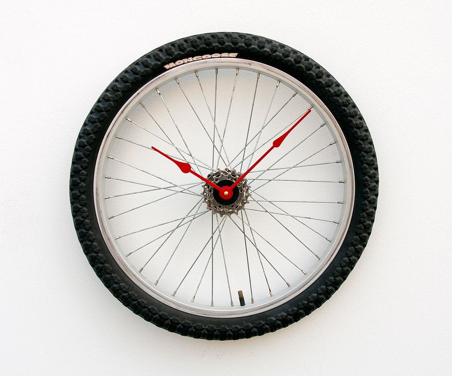 Recycled Bike Wheel and Tire Clock