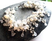 40% OFF with coupon code (2013SALE40) - Signature Eden Wedding Bracelet - Pearls, Moonstone, Herkimer Diamonds - Sterling Leaf Clasp