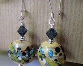 Summer - Blue Swarovski Crystals and Glass Beaded Sterling Silver Earrings