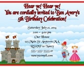 Medieval Castle Dragon Knight Boy Kids Digital Printable Birthday Party Invitations