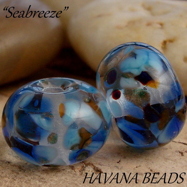 SEABREEZE TRANSPARENT - Earring Pair - Set of 2 Handmade Lampwork Beads