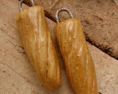 GOLDENROD SPIKES - Handmade Ceramic Beads - 2 Beads