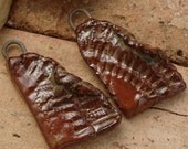 SHELL SHARDS - Handmade Ceramic Beads/Pendants - 2 Beads