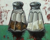 Salt and Pepper painting 28 12x12 inch original oil painting still life by Roz