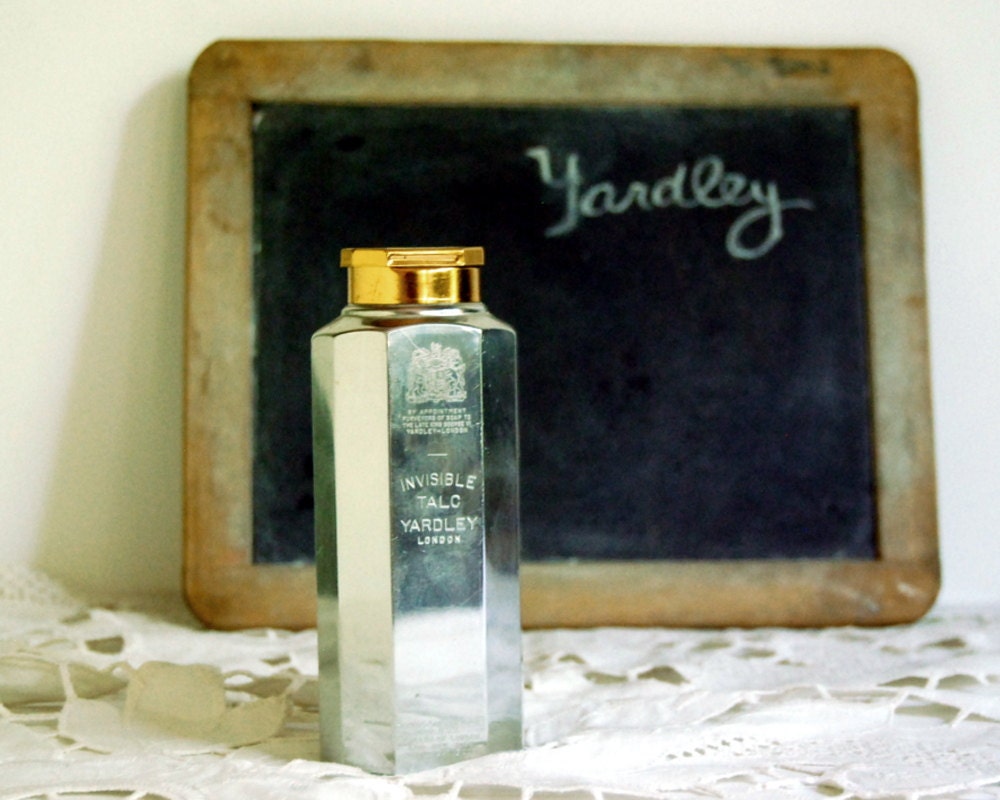 Yardley of London Talc Vintage Powder Tin Silver Invisible Talc 1950s 50s