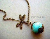 Turquoise Necklace with Dragonfly