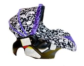 Black White purple car seat cover made to order for your infant car seat