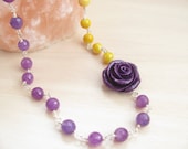 Romantic necklace Yellow and purple necklace Flower necklace Romantic jewelry
